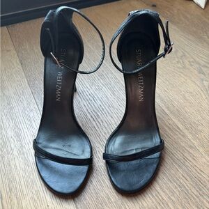 Stuart Weitzman 4” black heel sandals - sz 5.5
